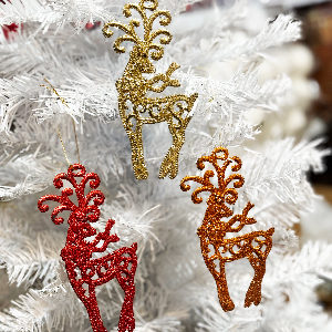 آویز گوزن اکلیلی کریسمس 14 سانت کد 449