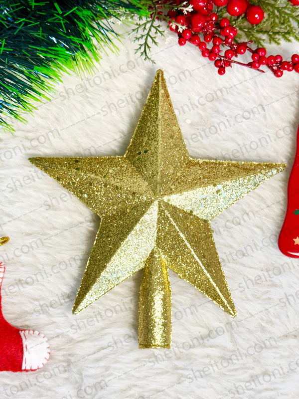 ستاره سر درختی فلزی طلایی 20 سانت کد 851 - Image 2