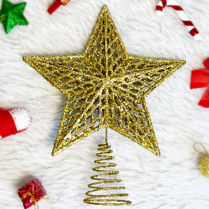 ستاره سر درختی فلزی طلایی 24 سانت کد 850