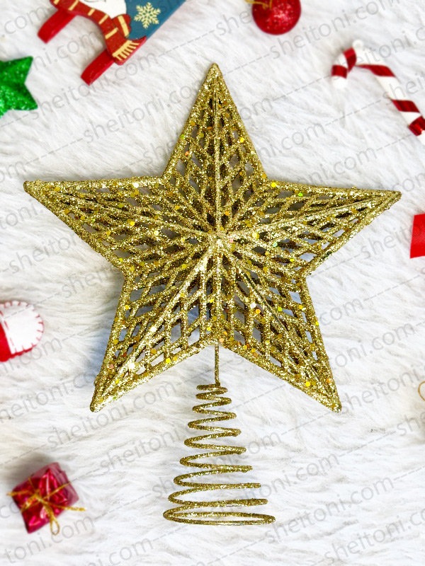 ستاره سر درختی فلزی طلایی 24 سانت کد 850 - Image 2