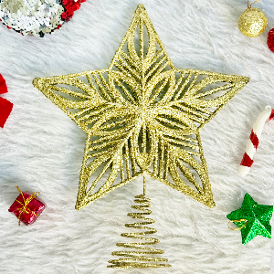 ستاره سر درختی فلزی طلایی 24 سانت کد 852