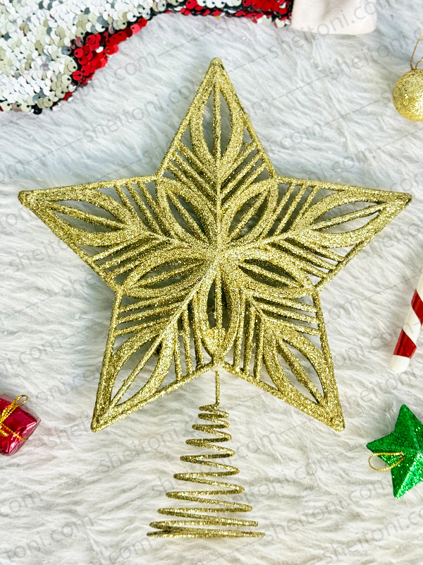 ستاره سر درختی فلزی طلایی 24 سانت کد 852 - Image 2