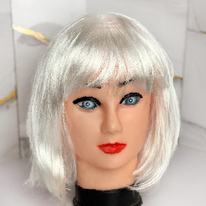 کلاه گیس سفید کوتاه صاف