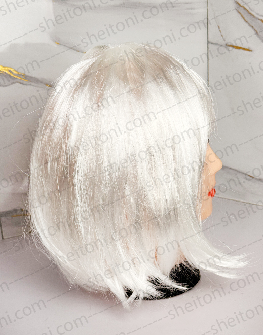 کلاه گیس سفید کوتاه صاف - Image 3
